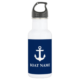Seeboots-Namen-Anker-Marine-Blau Trinkflasche