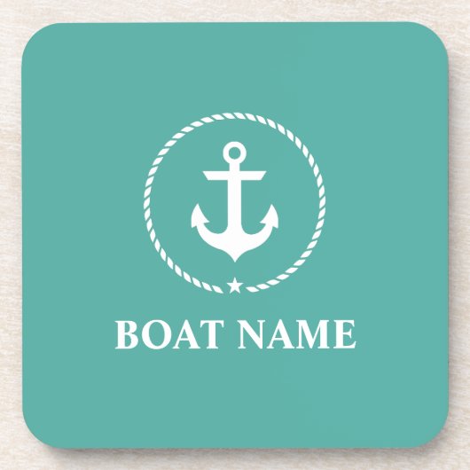 Seeboots-Namen-Anker-Seil Getränkeuntersetzer (Vorderseite)