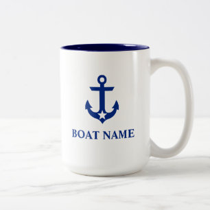 Seeboots-Namen-Anker-Stern groß Zweifarbige Tasse