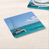 Seeboots-Untersetzer "Cayman Islands" karibischer Rechteckiger Pappuntersetzer (angewinkelt)