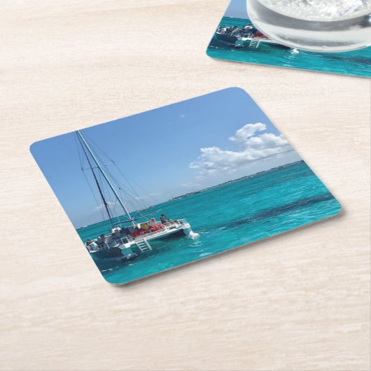 Seeboots-Untersetzer "Cayman Islands" karibischer Rechteckiger Pappuntersetzer (angewinkelt)