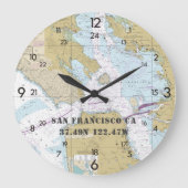 Seebreite-Länge San Francisco 24-stündig Große Wanduhr (Vorderseite)