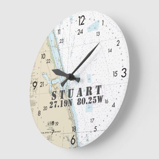 Seebreite-Länge Stuart, FL 24-stündig Große Wanduhr (Winkel)