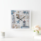 Seecollage Quadratische Wanduhr (Zuhause)