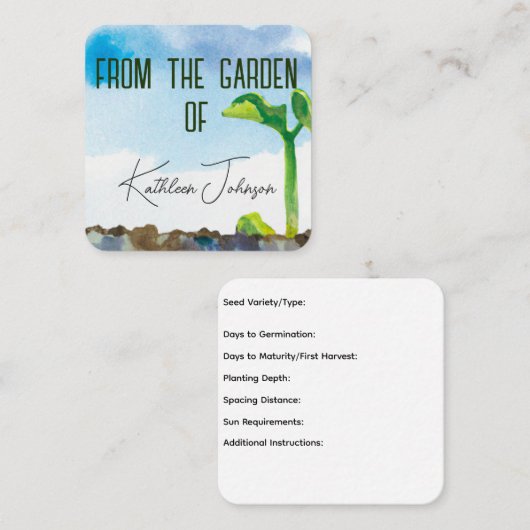Seed Gardener Business Card Quadratische Visitenkarte (Vorne/Hinten)