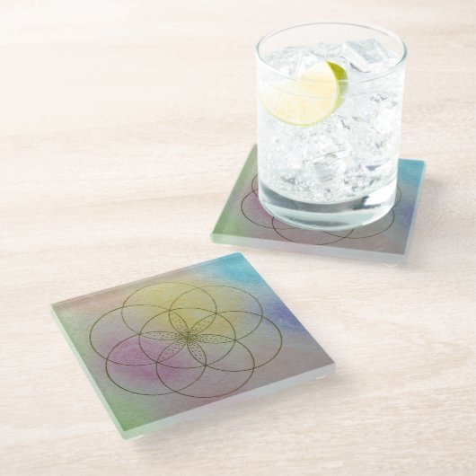 Seed of Life glass coaster Glasuntersetzer (Schrägansicht)