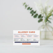 Seed Oil Allergy Card Visitenkarte (Stehend Vorderseite)