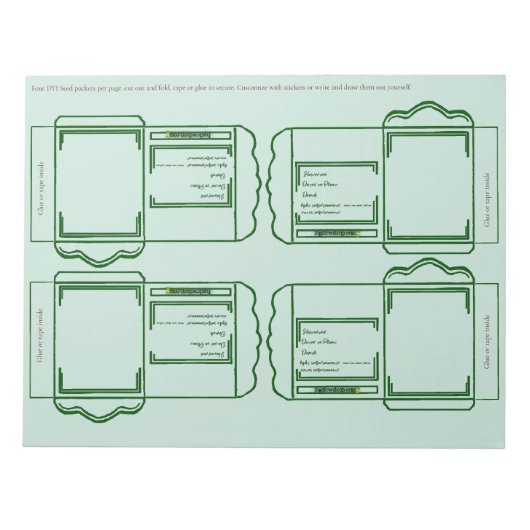 Seed Packet green DYI Notepad Notizblock (Vorderseite)