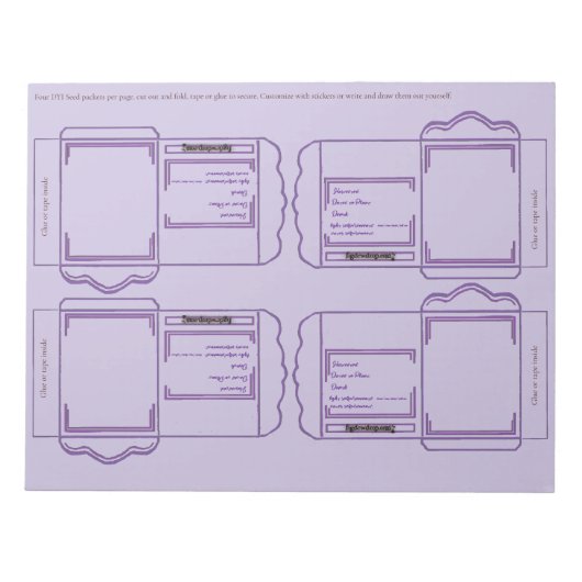 Seed Packet purple DYI Notepad Notizblock (Vorderseite)