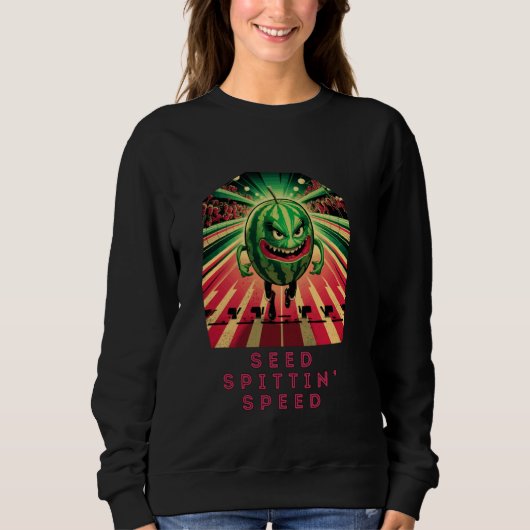 Seed Spittin Speed Funny Watermelon Running Cartoo Sweatshirt (Vorderseite)