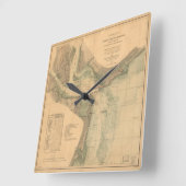 Seediagramm Charleston-Hafen-1865 Quadratische Wanduhr (Winkel)