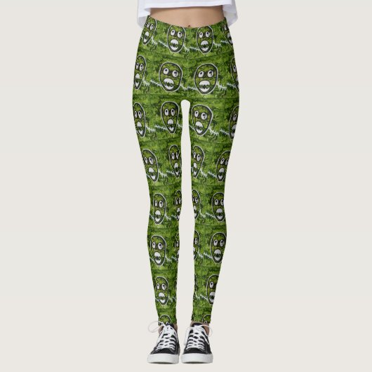 Seedy Pete Skull Odd Whimsical Monster Art Leggings (Vorderseite)