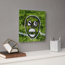 Seedy Pete Skull Odd Whimsical Monster Art Quadratische Wanduhr