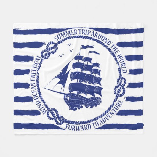 Seeemblem mit Segelschiff Fleecedecke (Vorderseite (Horizontal))