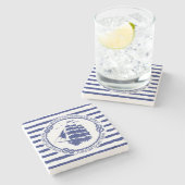 Seeemblem mit Segelschiff Steinuntersetzer (Seitenansicht)