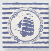 Seeemblem mit Segelschiff Steinuntersetzer (Vorderseite)