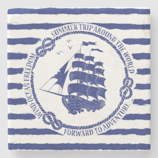 Seeemblem mit Segelschiff Steinuntersetzer (Vorderseite)