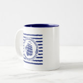 Seeemblem mit Segelschiff Zweifarbige Tasse (Vorderseite Links)