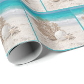 Seefächer mit Sanddollar und Seestern Geschenkpapier (Rolleneckpunkt)