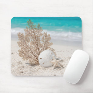 Seefächer mit Sanddollar und Seestern Mousepad