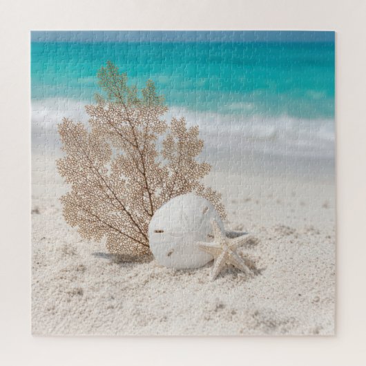 Seefächer mit Sanddollar und Seestern Puzzle (Vertikal)