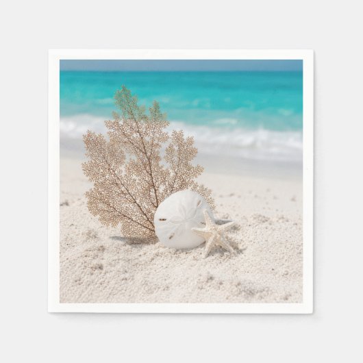 Seefächer mit Sanddollar und Seestern Serviette (Vorderseite)