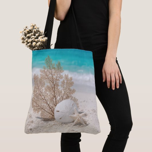 Seefächer mit Sanddollar und Seestern Tasche (Von Nahem)
