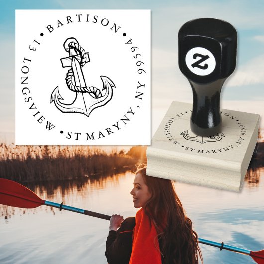 Seefahrer ANCHOR ROUND RÜCKSENDEADRESSE Gummistempel