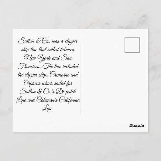 Seefahrer-Clipper-Segeln Postkarte (Rückseite)