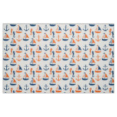 Seefahrer-Muster Blau und Orange Stoff (Fat Quarter (45,7 x 55,9 cm))