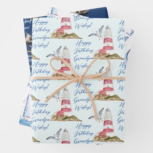 Seefahrer-Thema Opa, Papa Geschenkpapier Set (Beispiel)