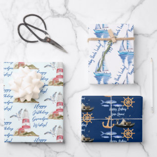 Seefahrer-Thema Opa, Papa Geschenkpapier Set