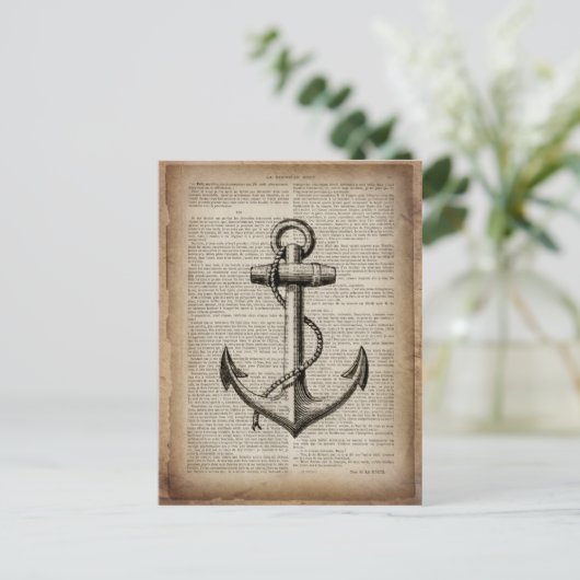 Seefahrer Vintager nautischer Anker Postkarte (Stehend Vorderseite)