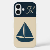 Seefahrerboot & Monogram Beige Coastal Zuhause Case-Mate iPhone Hülle (Rückseite)