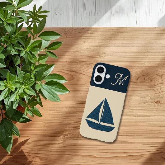 Seefahrerboot & Monogram Beige Coastal Zuhause Case-Mate iPhone Hülle