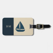 Seefahrerboot & Monogram Beige Coastal Zuhause Gepäckanhänger (Vorderseite horizontal)