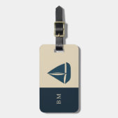 Seefahrerboot & Monogram Beige Coastal Zuhause Gepäckanhänger (Vorderseite vertikal)