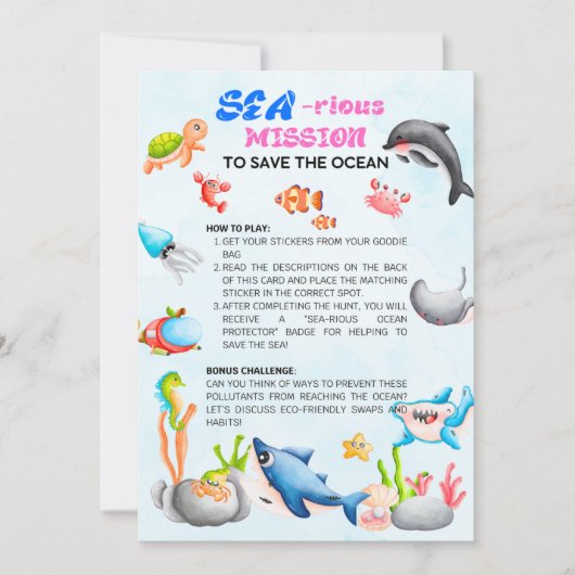 SeefahrerFun Ocean Protector Scavenger Hunt Card Einladung (Vorderseite)