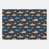 Seefisch, Seestern, Unterseeboot Zeichnend Geschenkpapier Set (Vorderseite 3)