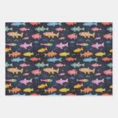 Seefisch, Seestern, Unterseeboot Zeichnend Geschenkpapier Set (Vorderseite)