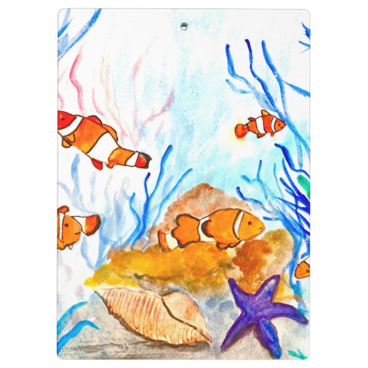 Seefische niedliche Korallenriffe Name cli Klemmbrett (Rückseite)