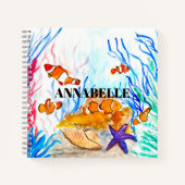 Seefische, niedliche Korallenriffe, nautisch Notizblock (Vorderseite)