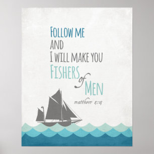 Seefischer des Mann-Plakat-Kunst-Dekors Matthew 4 Poster