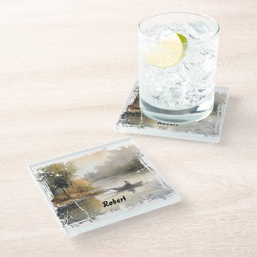 Seefischerei Glasuntersetzer (Schrägansicht)