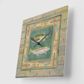 Seefischerei, Große Mouth Bass, Regenbogenforelle  Quadratische Wanduhr (Winkel)