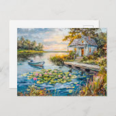 Seefischerei Hütte mit Lilie Postkarte (Vorne/Hinten)