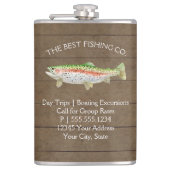 Seefischerei Regenbogenforelle Rustikales Holz Flachmann (Vorderseite)