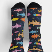 Seefischkhalk Zeichne Muster Schwarz Socken (Oben)