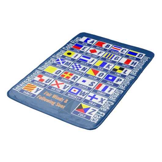 Seeflaggen-Alphabet Badematte (Schrägansicht)