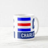 Seeflaggen-Alphabet "C" Charlie Kaffeetasse (VorderseiteRechts)